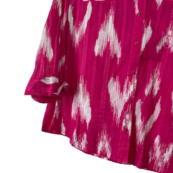Chico's 100% Cotton Vibrant Pink 3/4 Sleeve Button Down Shirt Size XL (3) - Picture 8 of 12